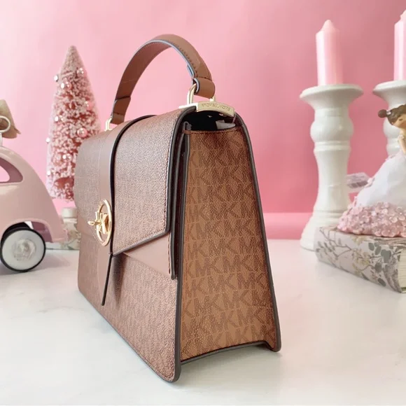 Final Sale!!! 👜 MICHAEL KORS 🌺 Greenwich Medium Logo Satchel - Picture 3 of 14